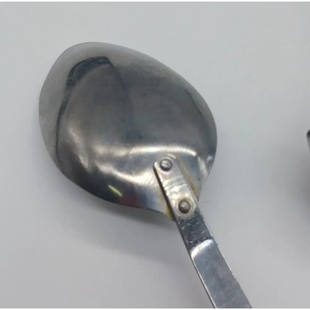Vintage Ace Soup Ladle Serving Spoon Light Gray Handle Lot of 2 Stainless USA